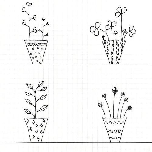 植物盆栽简笔画 花草图片，植物盆栽简笔画 花草图片大全